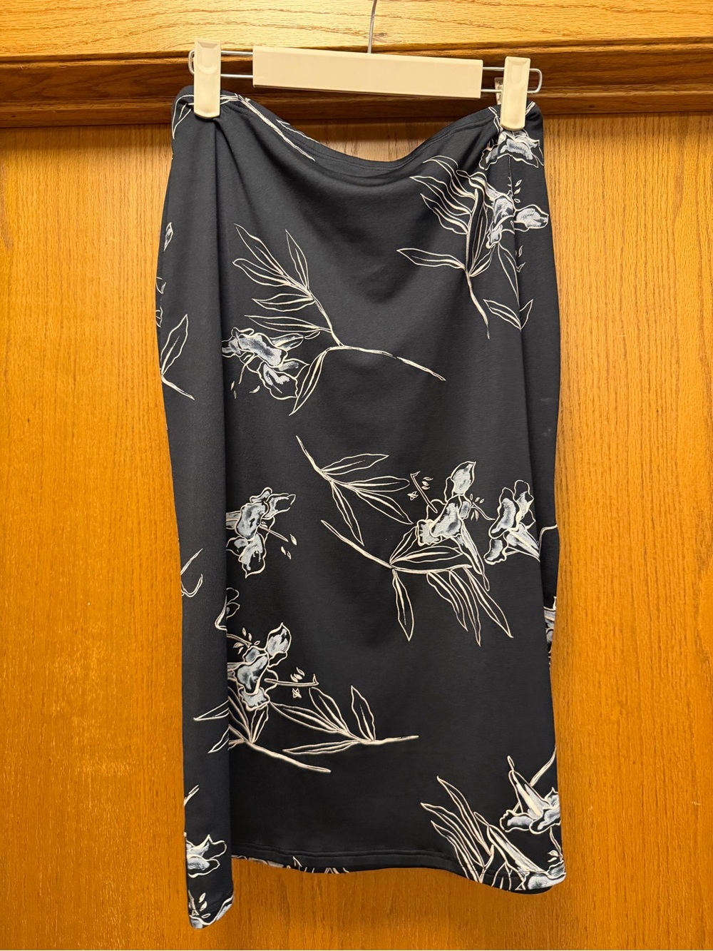 Rampage Black Midi Skirt with White Floral Print